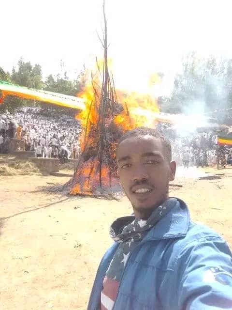 Sisay Ayele at Meskel celebration in Lalibela