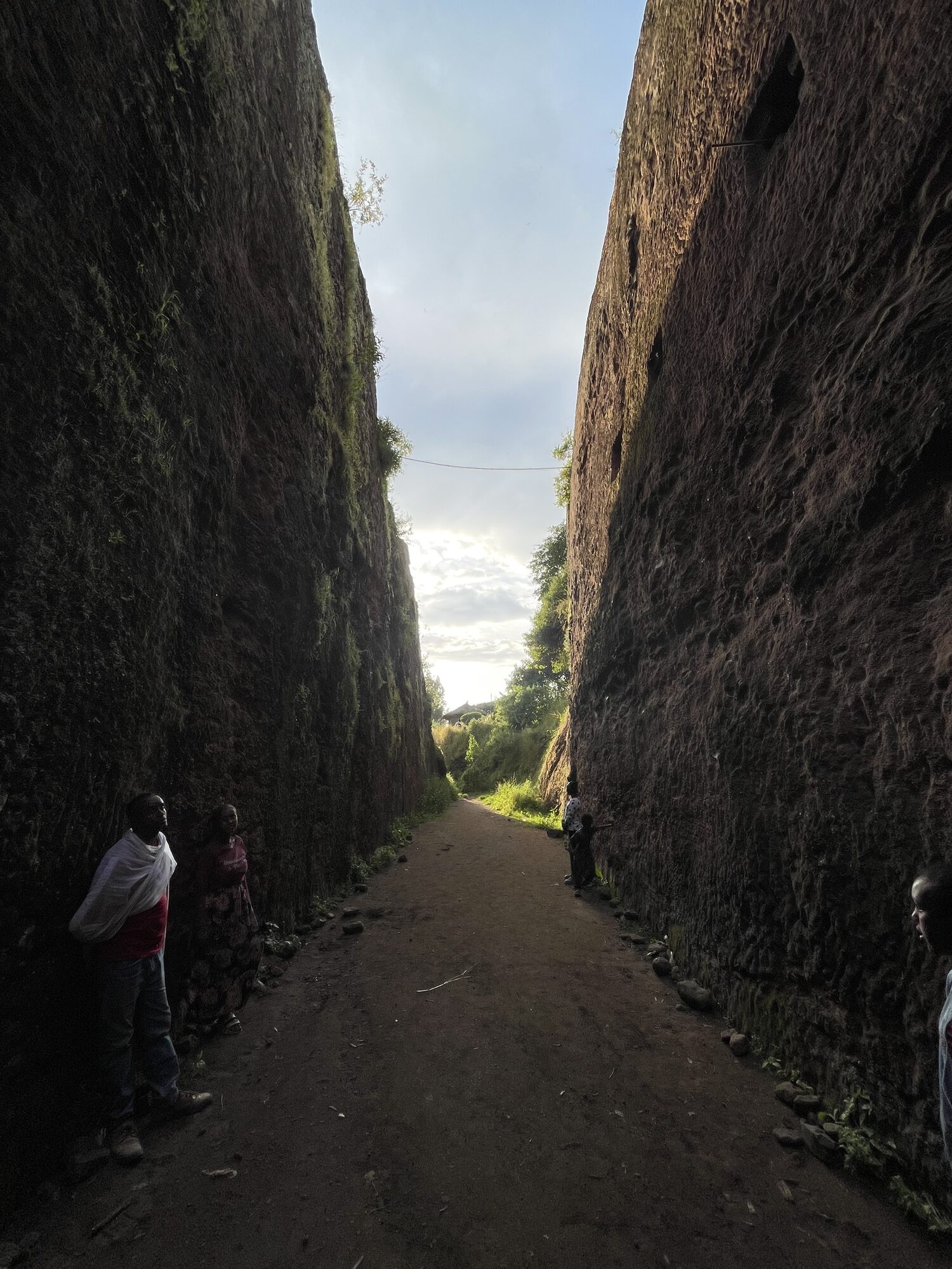 Children in the rock passages of Lalibela
