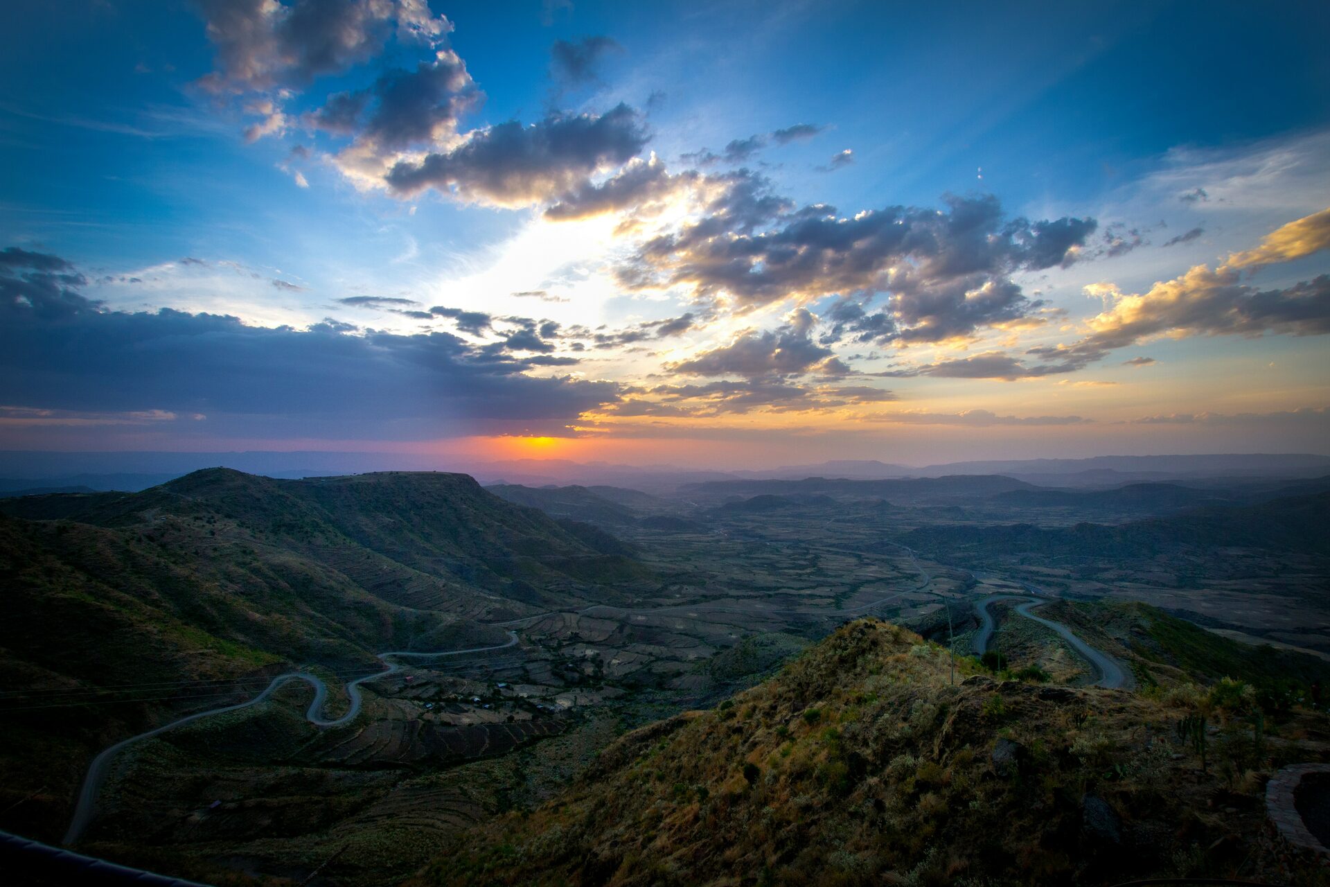 Sunset over the Ethiopian highlands near Lalibela