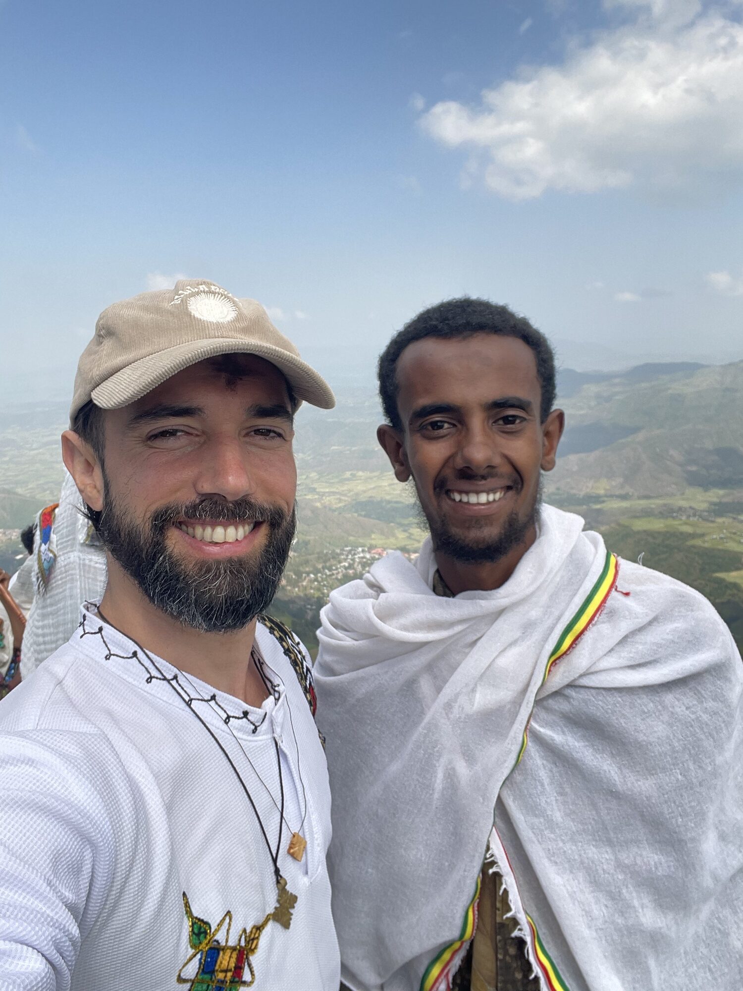 Local guide on a mountaintop overlooking the Lalibela highlands